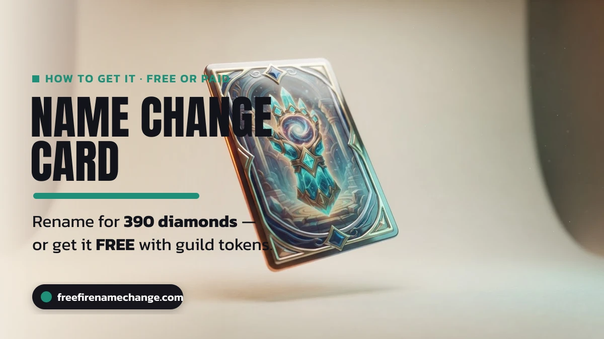 Free Fire Name Change Card costs 390 diamonds or is free with guild tokens