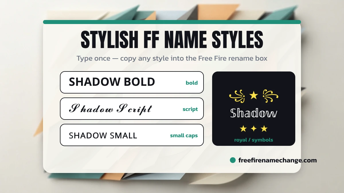 Stylish bold script and symbol Free Fire name styles to copy