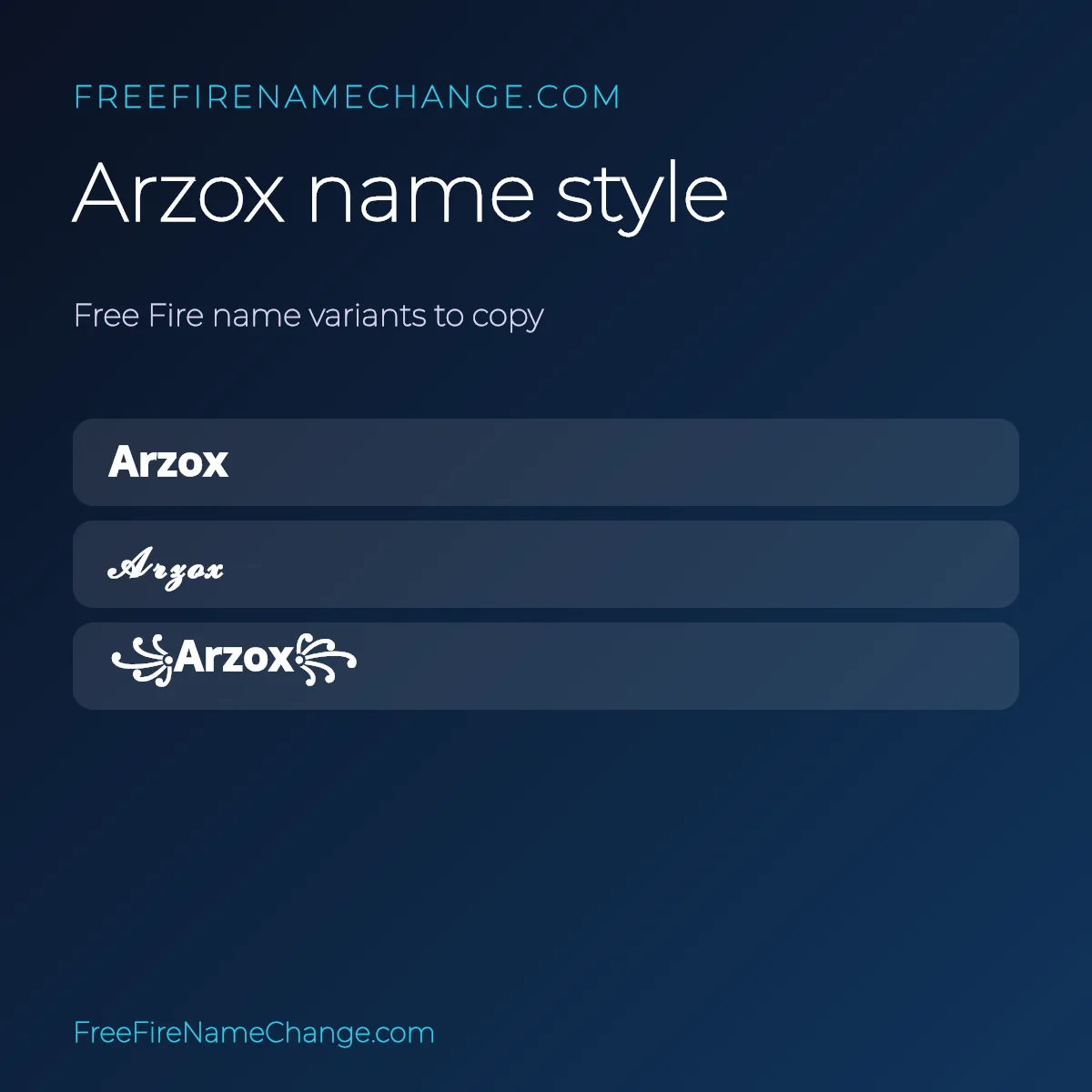 Arzox name style variants to copy for Free Fire