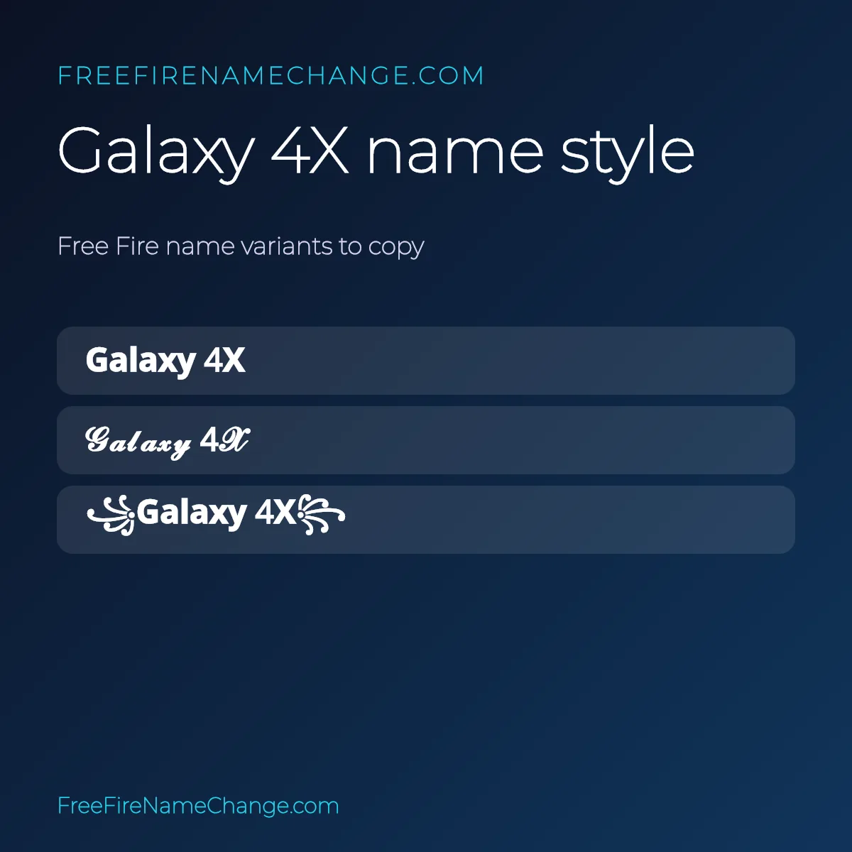 Galaxy 4X name style variants to copy for Free Fire