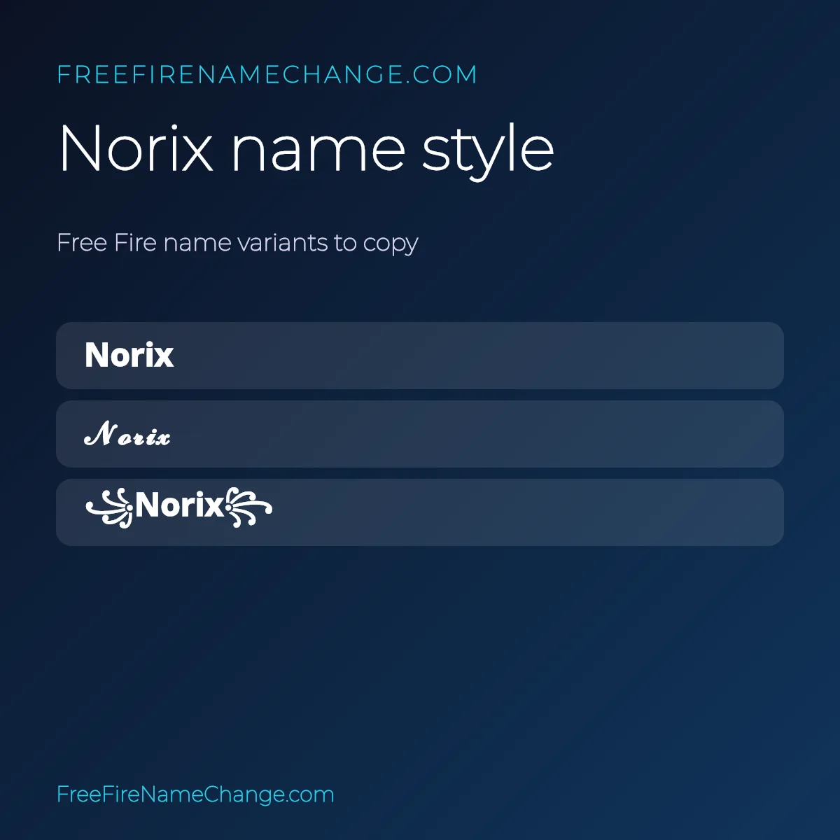 Norix name style variants to copy for Free Fire