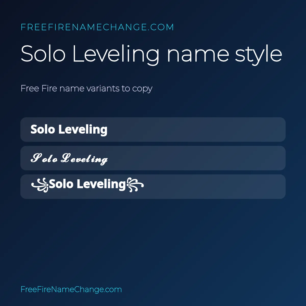 Solo Leveling name style variants to copy for Free Fire