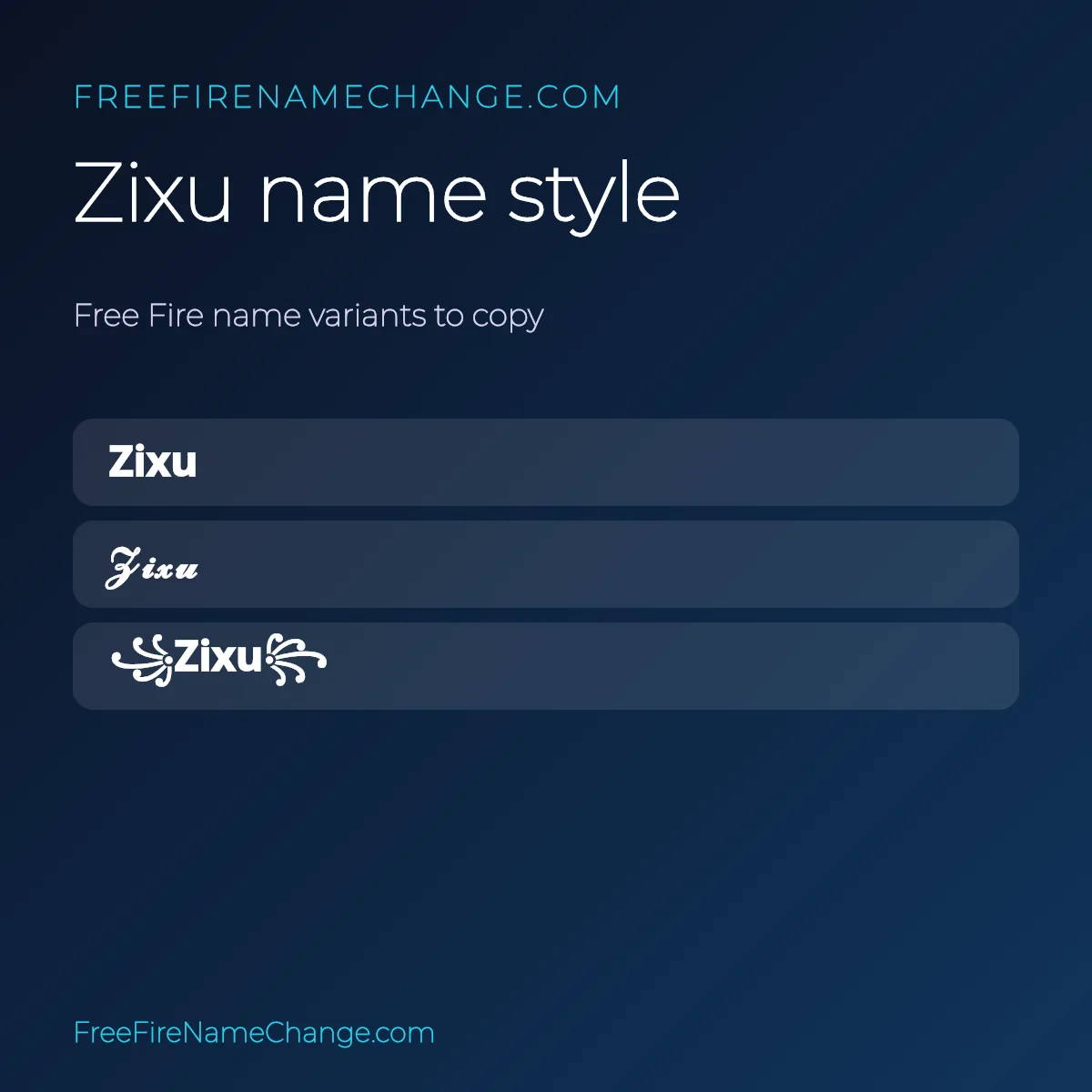Zixu name style variants to copy for Free Fire